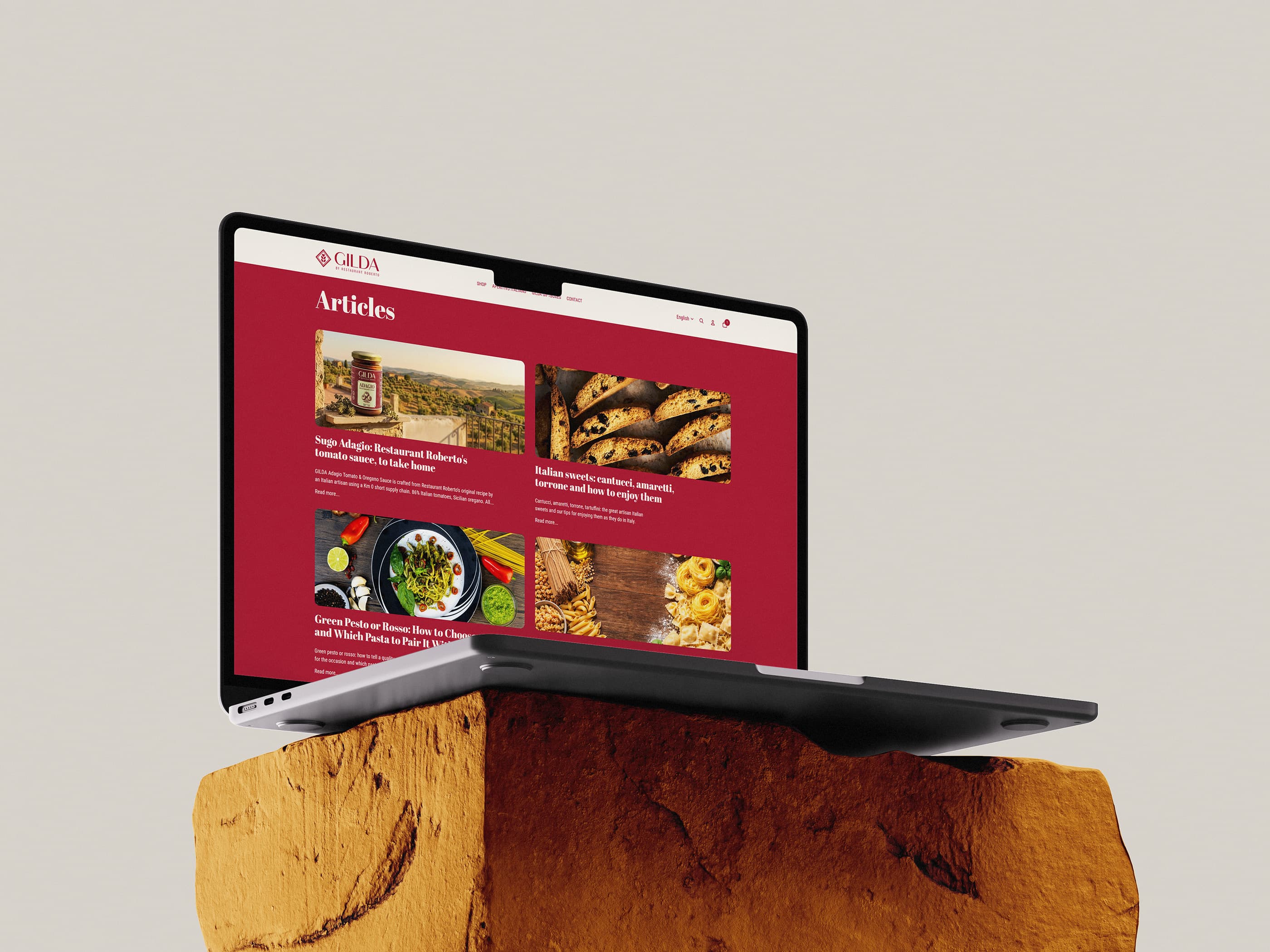 The GILDA articles index: recipes and guides tied back to products in the catalogue