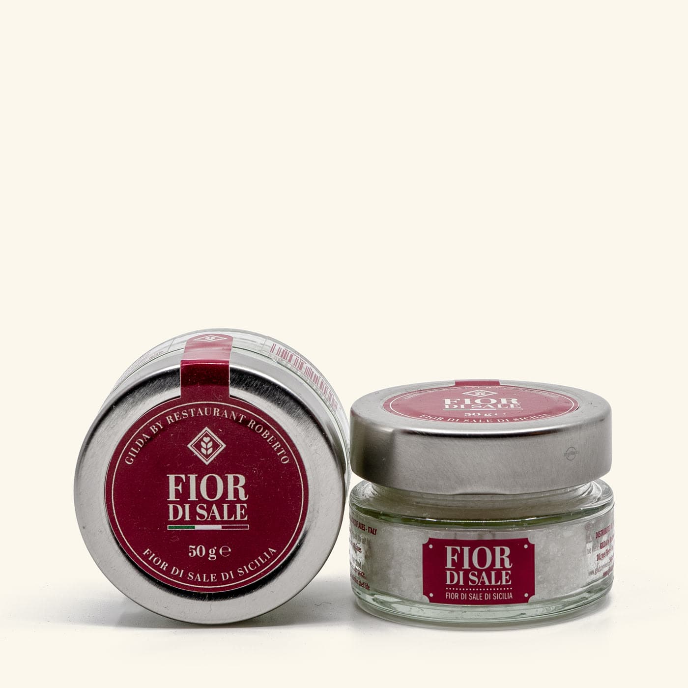 Fior di Sale di Sicilia in the GILDA own-label jar and tin