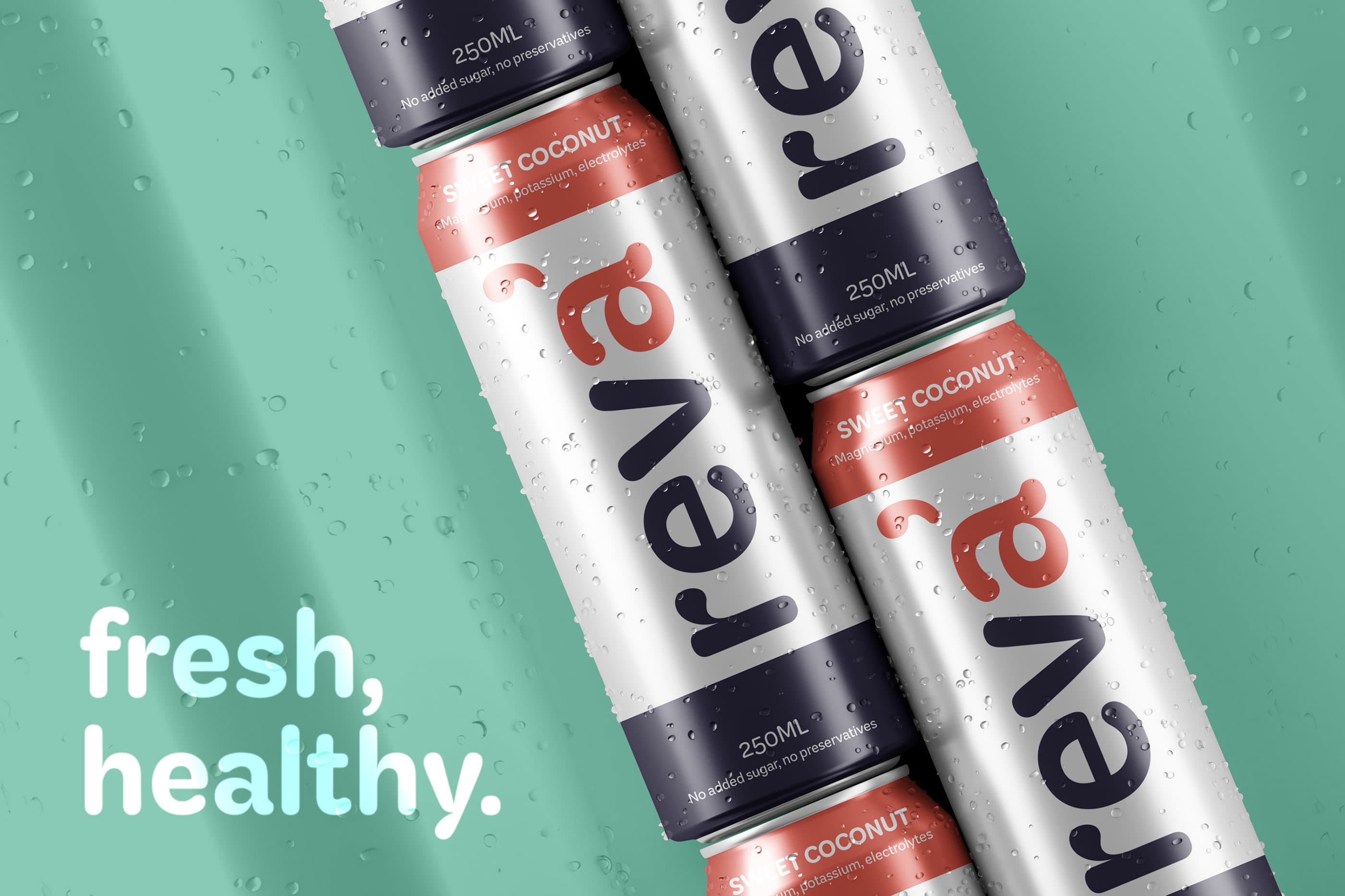REVA Sweet Coconut cans: no added sugar, no preservatives